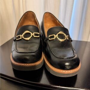 Naturalizer Black Loafers with Gold Accent